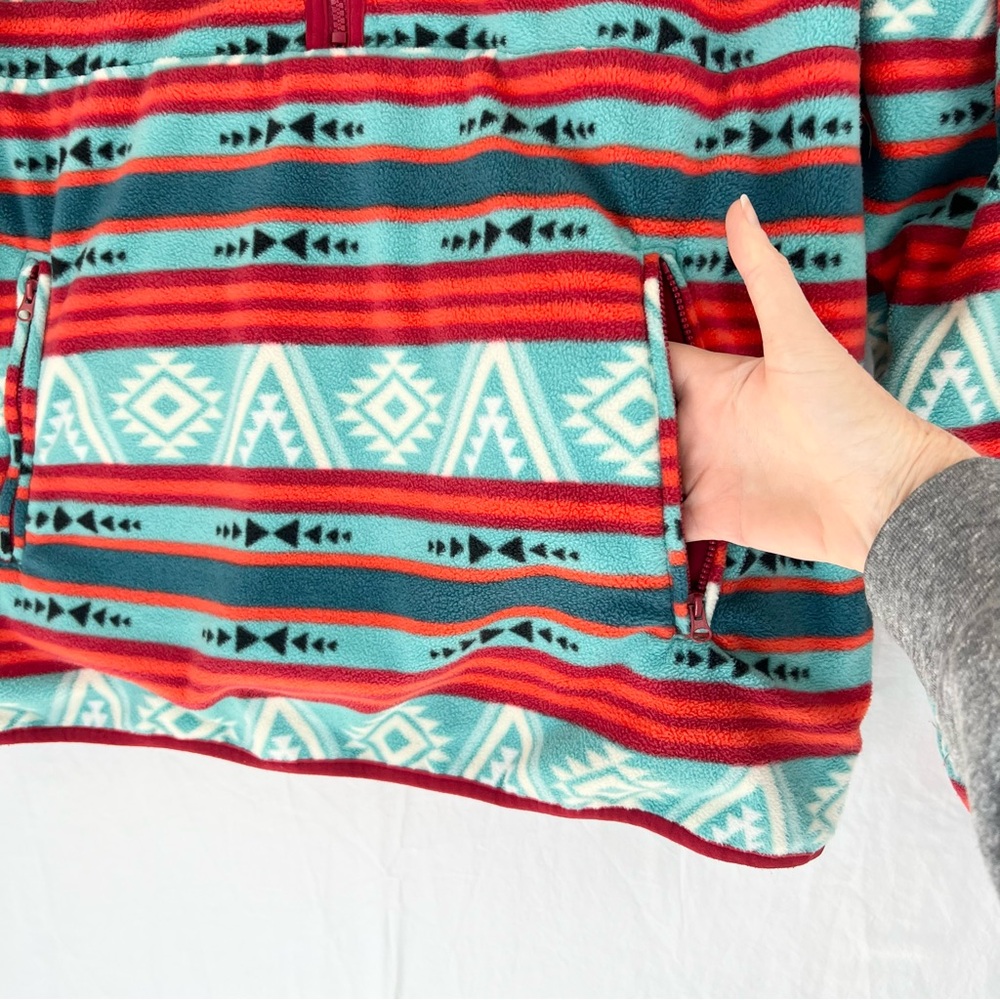 Stoic Reversible Blue Pullover Jacket Fleece Azte… - image 11